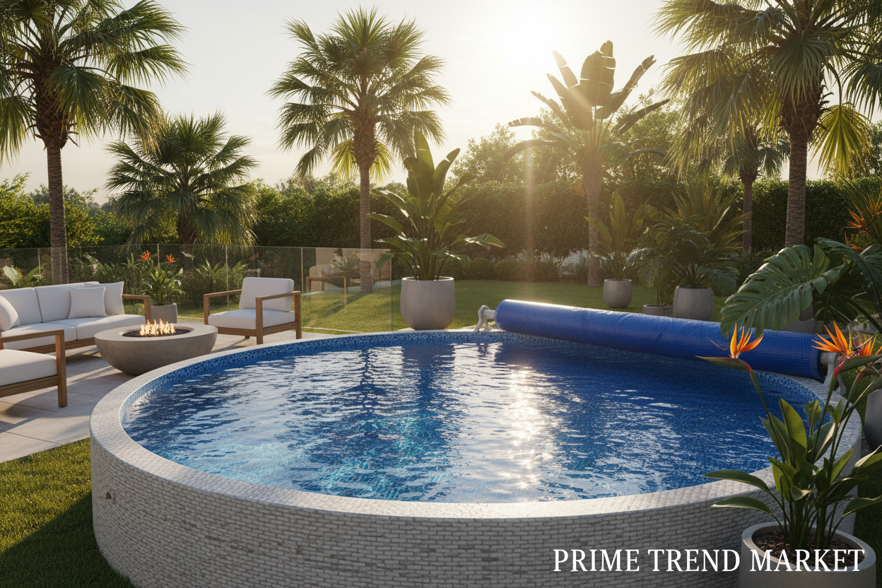 Luxury Summer Pool Complete Bundle | Inflatable Pool + Solar Cover + Thermometer + Cleaning Brush — Prime Trend Market