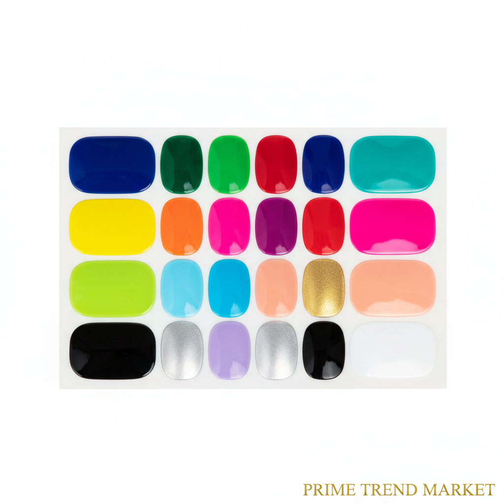 Pure Color Nail Stickers — 16pcs Solid Shade Press-On Set — Prime Trend Market