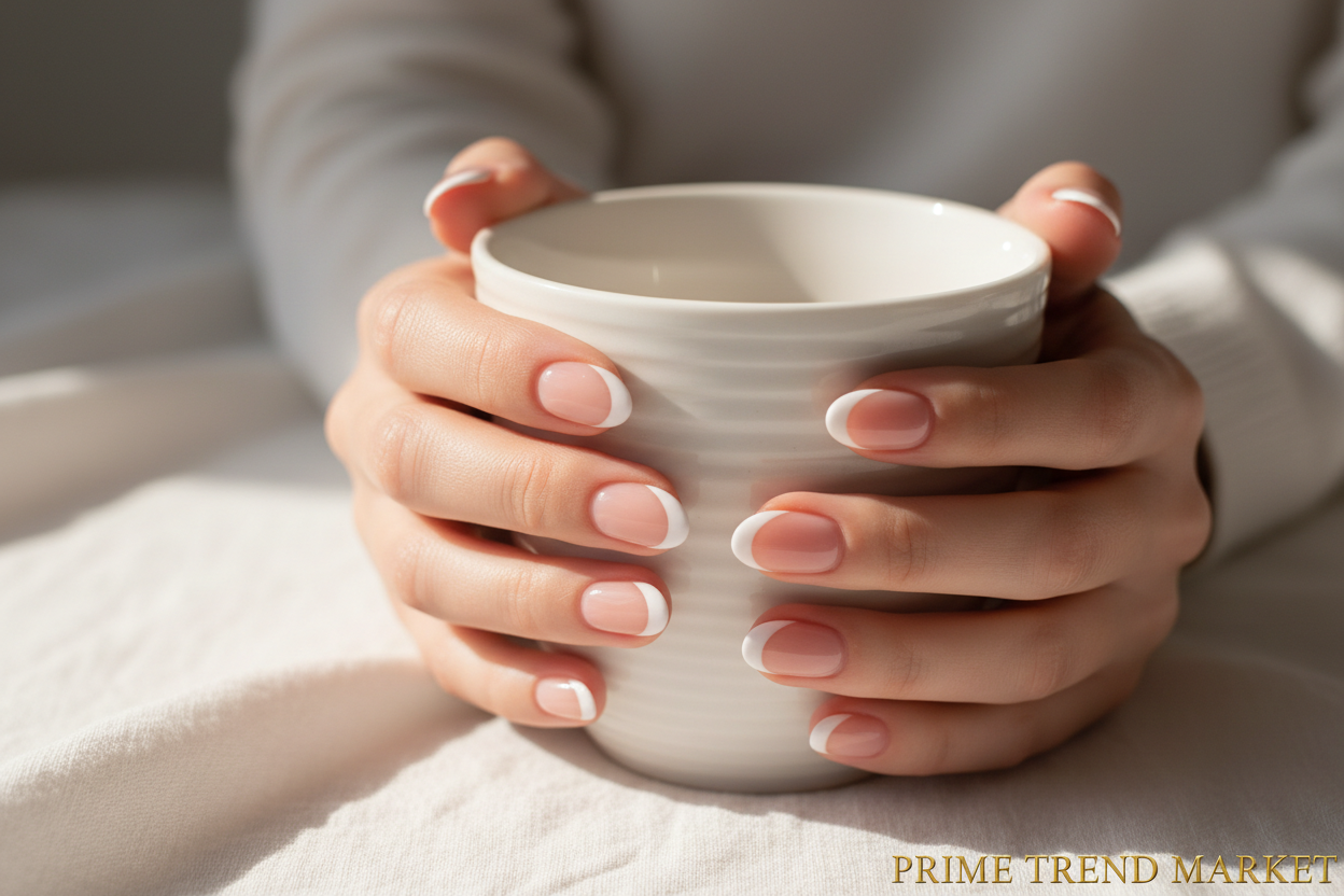 Minimalist Circle Press On Nails — 24 PCS Short Almond & Oval French Tip | Glue-On Fake Nails — Prime Trend Market