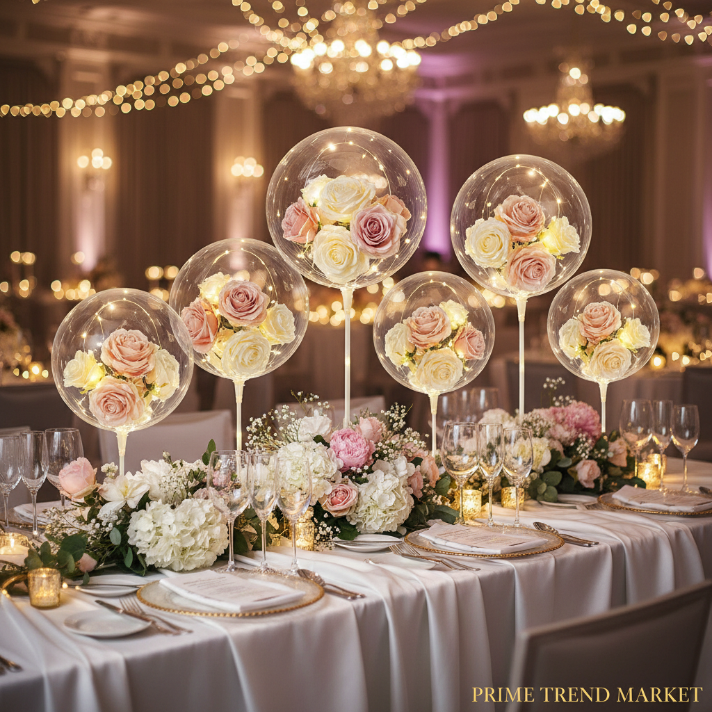 LED Luminous Balloon Rose Bouquet | Transparent Bobo Ball | Light-Up Flower Gift — Prime Trend Market