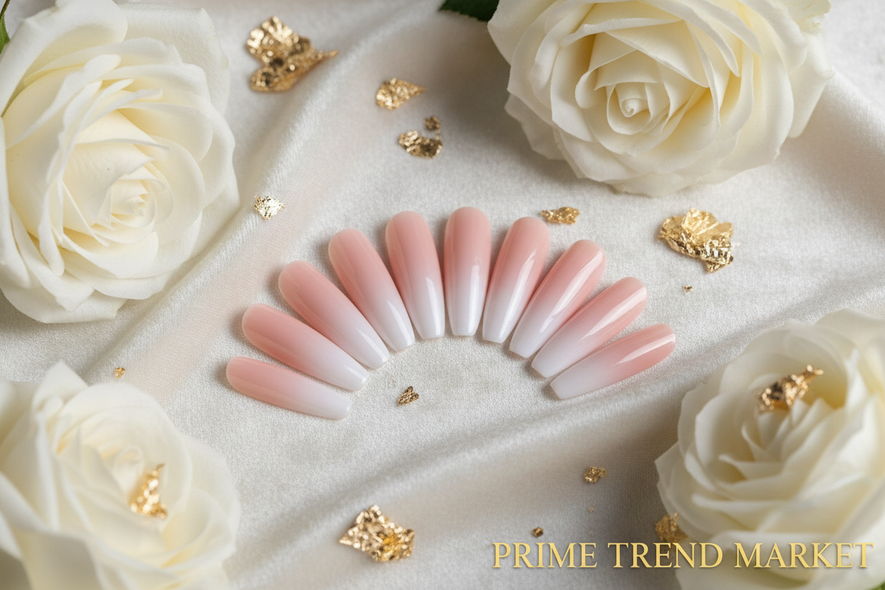 Pearl White Gradient Press-On Nails — Ballet Ombre Wearable Fake Nails — Prime Trend Market