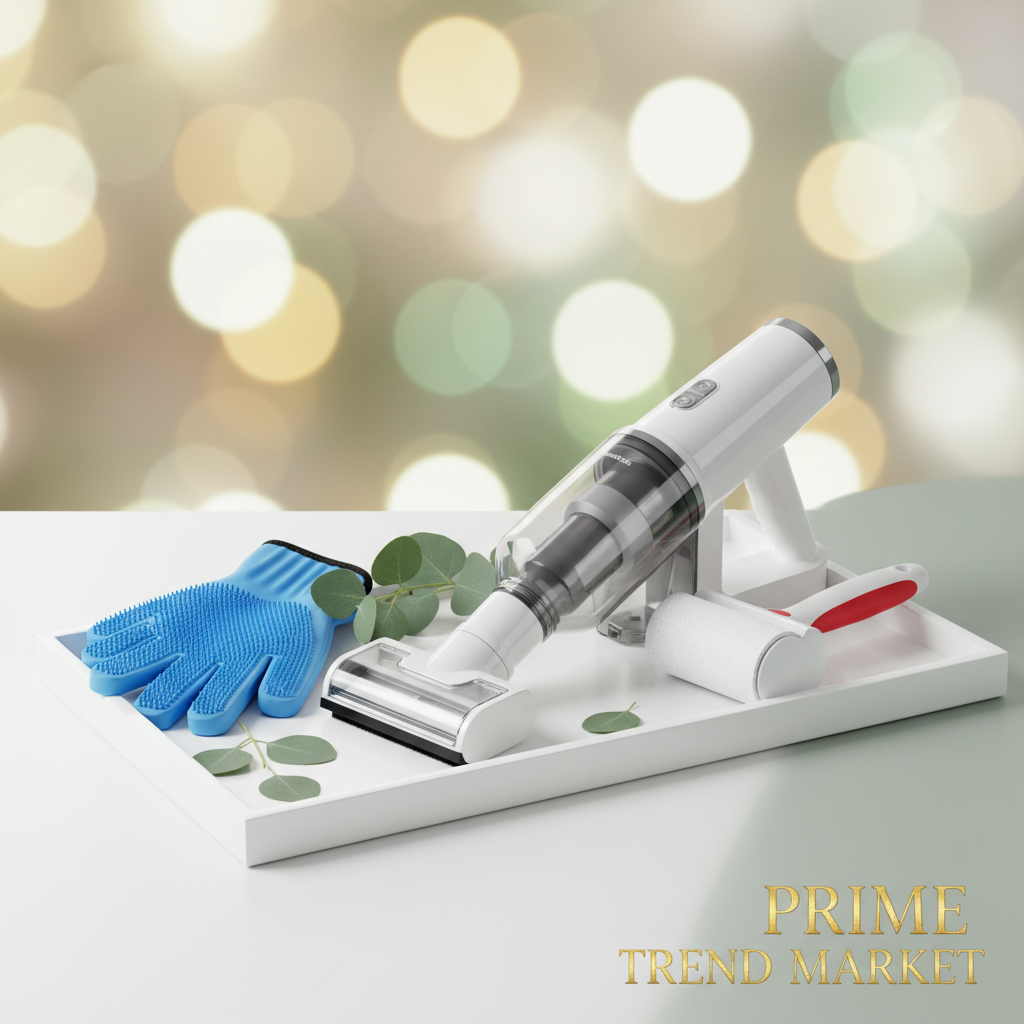 Pet Shedding Control Bundle — Deshedding Glove + Pet Hair Vacuum + Self-Cleaning Lint Roller — Prime Trend Market