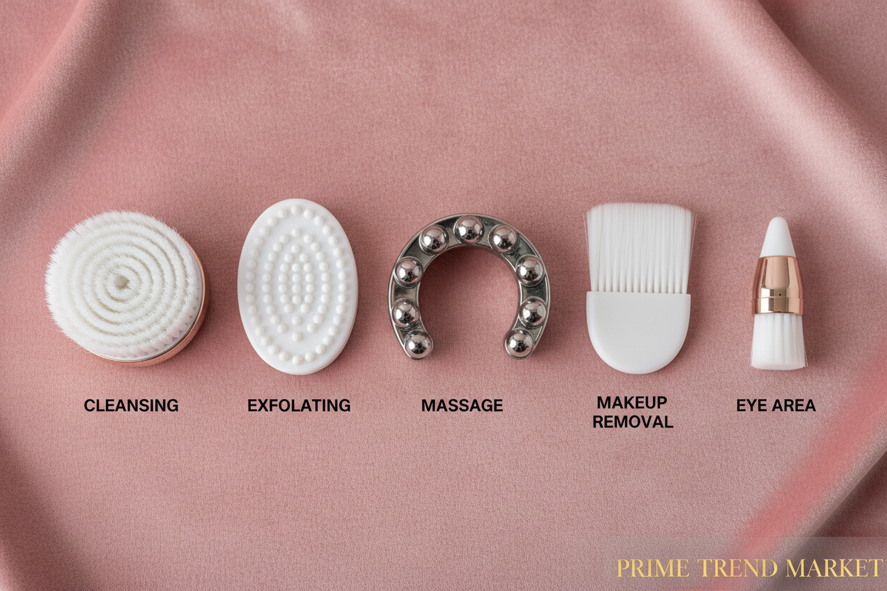 Facial Cleansing Brush with 5 Brush Heads — Waterproof Spin Brush for Deep Pore Cleansing — Prime Trend Market