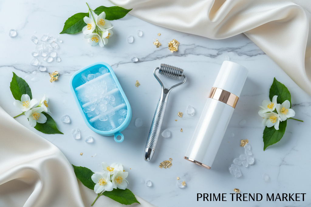 Ice Glow Recovery Bundle | Ice Derma Roller + Silicone Ice Cube Facial Roller + Nano Mist Sprayer