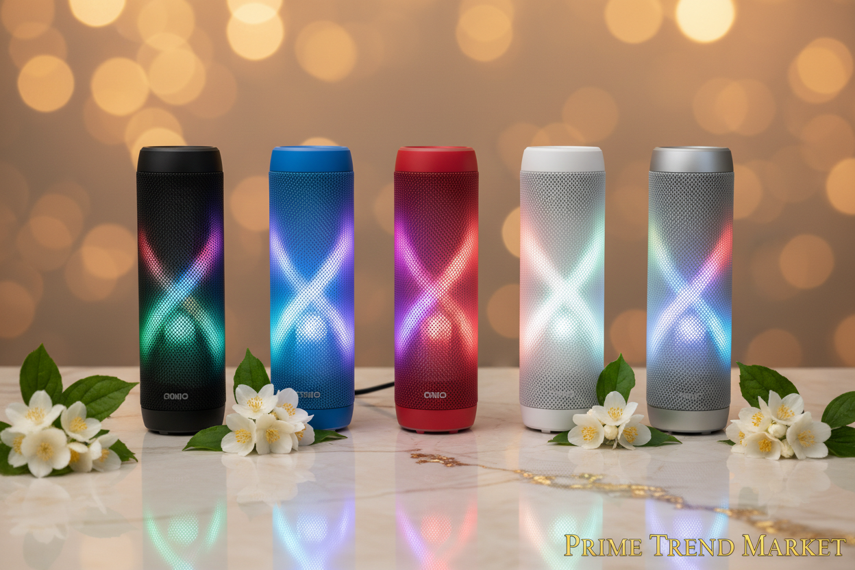 AuroraGlow™ RGB Bluetooth Speaker — 360° Color-Changing LED & Wireless Surround Sound — Eliza & Tuan