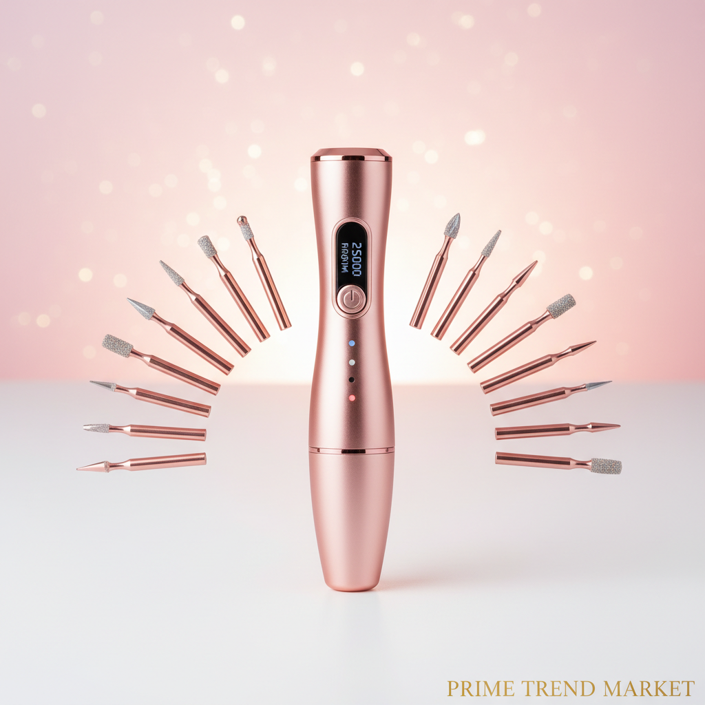 Rose Gold Electric Nail Drill – Professional Nail File Kit with Drill Bits & Sanding Bands | Acrylic & Gel Nails — Prime Trend Market