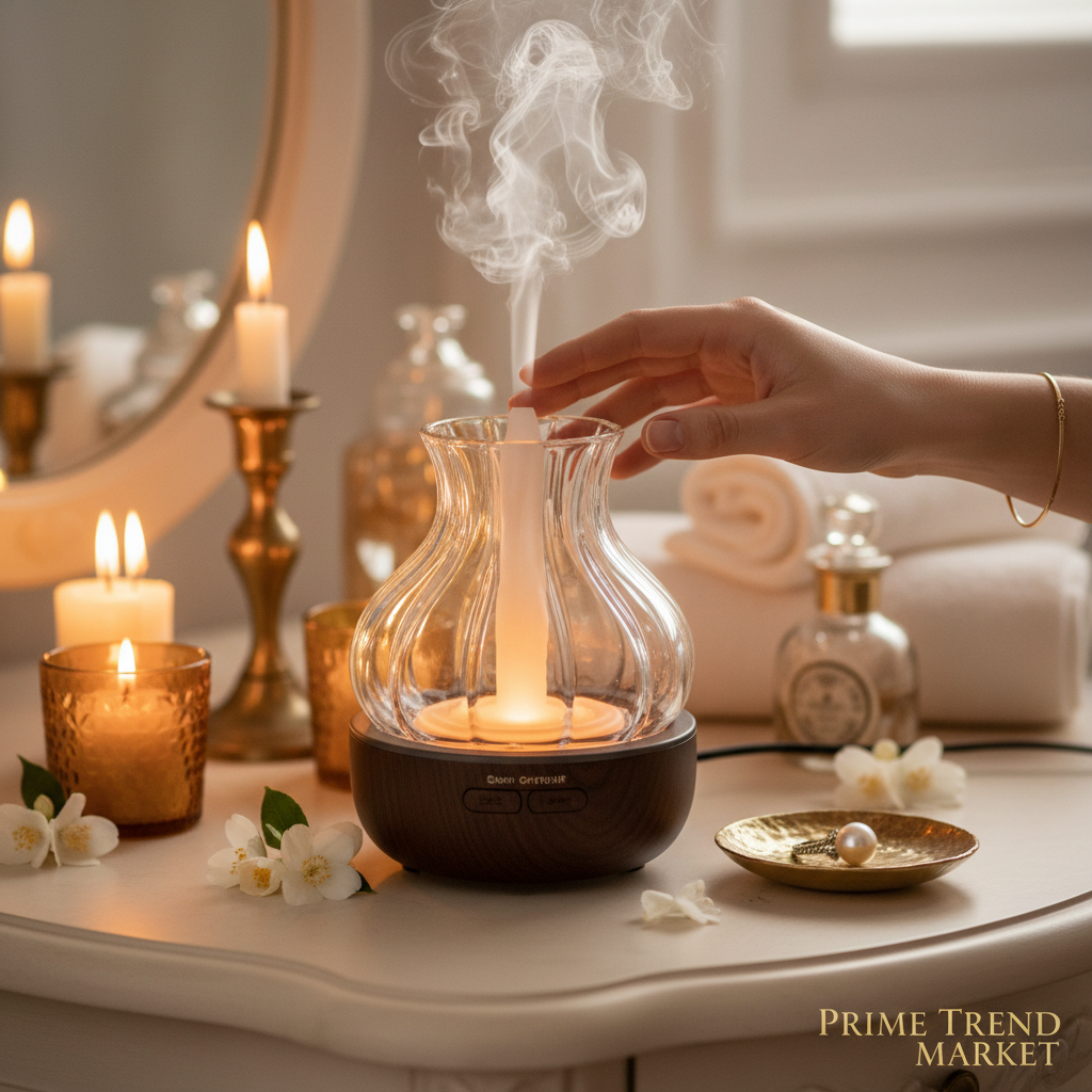 Luxury Waterless Essential Oil Aroma Diffuser — Wood & Glass Scent Machine, Home & Office — Eliza & Tuan
