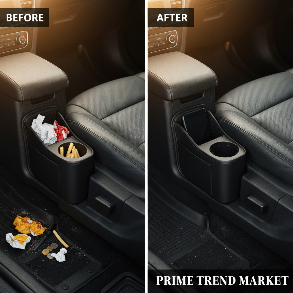 Car Seat Gap Wedge Organizer – Dual Cup Holder, Phone & Storage Pocket for Console Side — Prime Trend Market
