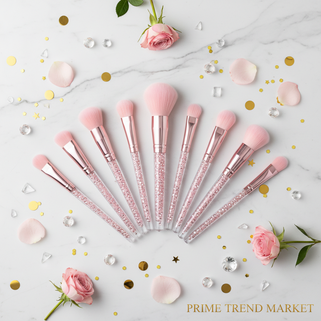 10-in-1 Diamond Inlaid Handmade Luxury Makeup Brush Set — Crystal Clear Edition — Prime Trend Market