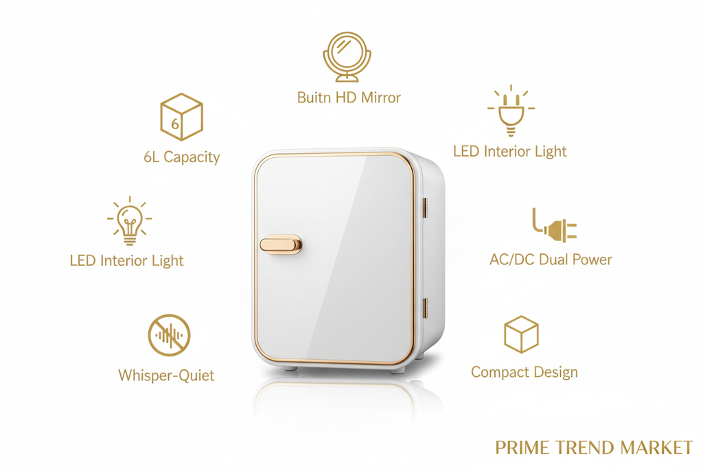 Vevor 6L Skincare Mini Fridge — LED Light, HD Mirror & AC/DC Cosmetic Refrigerator — Prime Trend Market