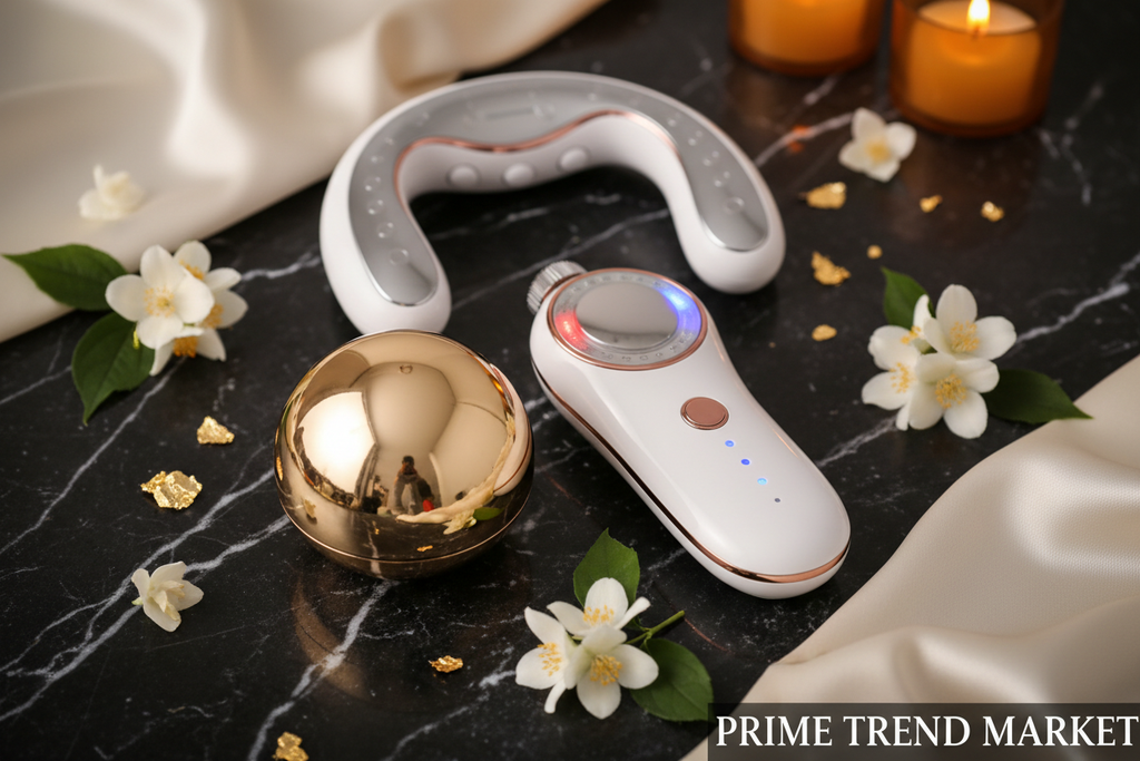 Luxury Anti-Aging Set | EMS Facial Massager + RF LED Photon Device + Neck Lifting Tool — Complete 3-in-1 Rejuvenation Bundle — Prime Trend Market