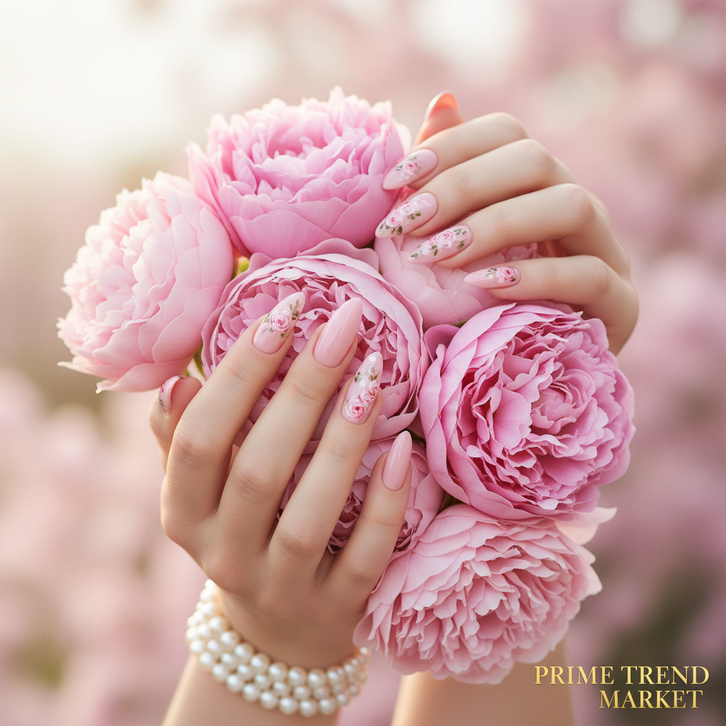 Eclipse Elegance Press On Nails – Long Hand-Painted Pink, Reusable S/M/L by Nail Technician — Prime Trend Market