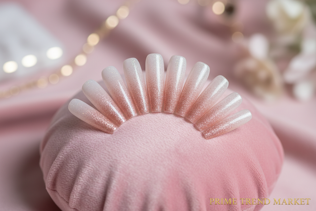 Ballet Gradient Glitter Coffin Press-On Nails — Trapezoidal Nail Art False Nails — Prime Trend Market