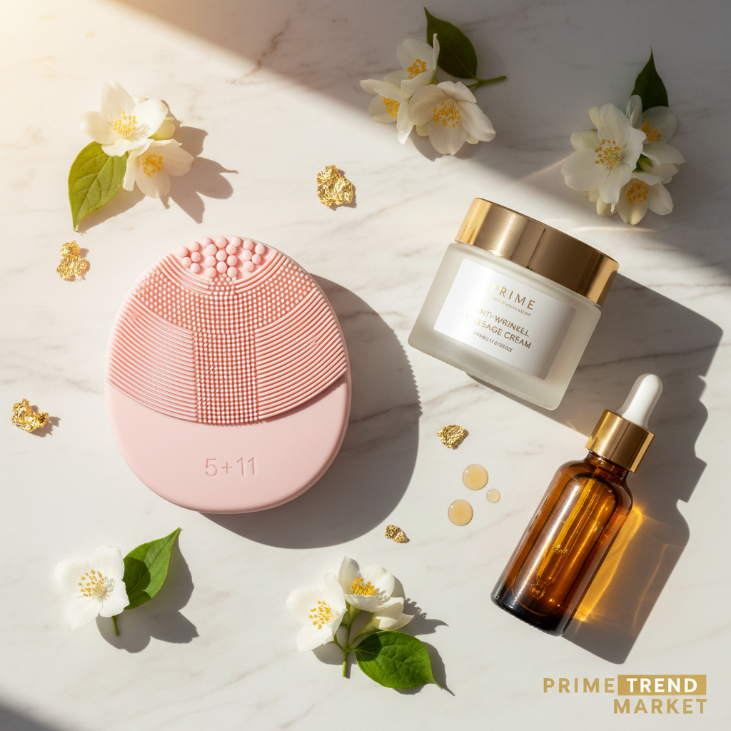 Luxury 5-in-1 Silicone Facial Cleansing & Lifting Device — Ultrasonic, EMS Microcurrent, IPL, Heat & Vibration Skin Care Tool — Prime Trend Market