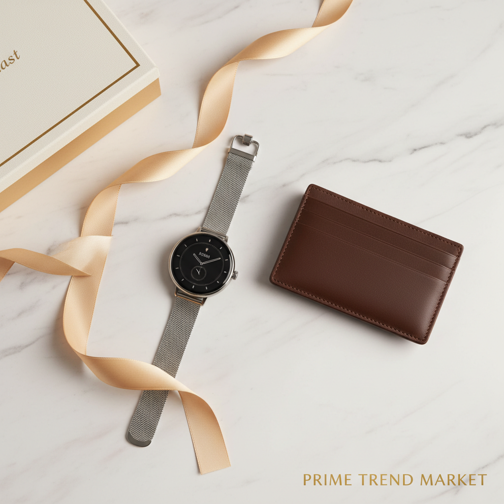 Premium Gift Set – KW10Pro Luxury Smartwatch + AirTag Slim Leather Wallet | Tech Gift for Her — Prime Trend Market
