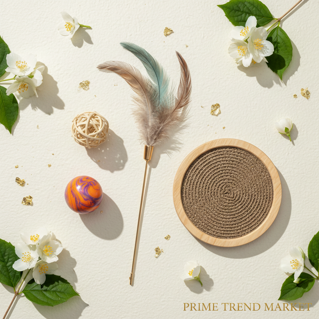 Luxury Cat Play & Enrichment Bundle | Bird Toy + Catnip Ball + Bouncy Ball + Scratcher — Prime Trend Market