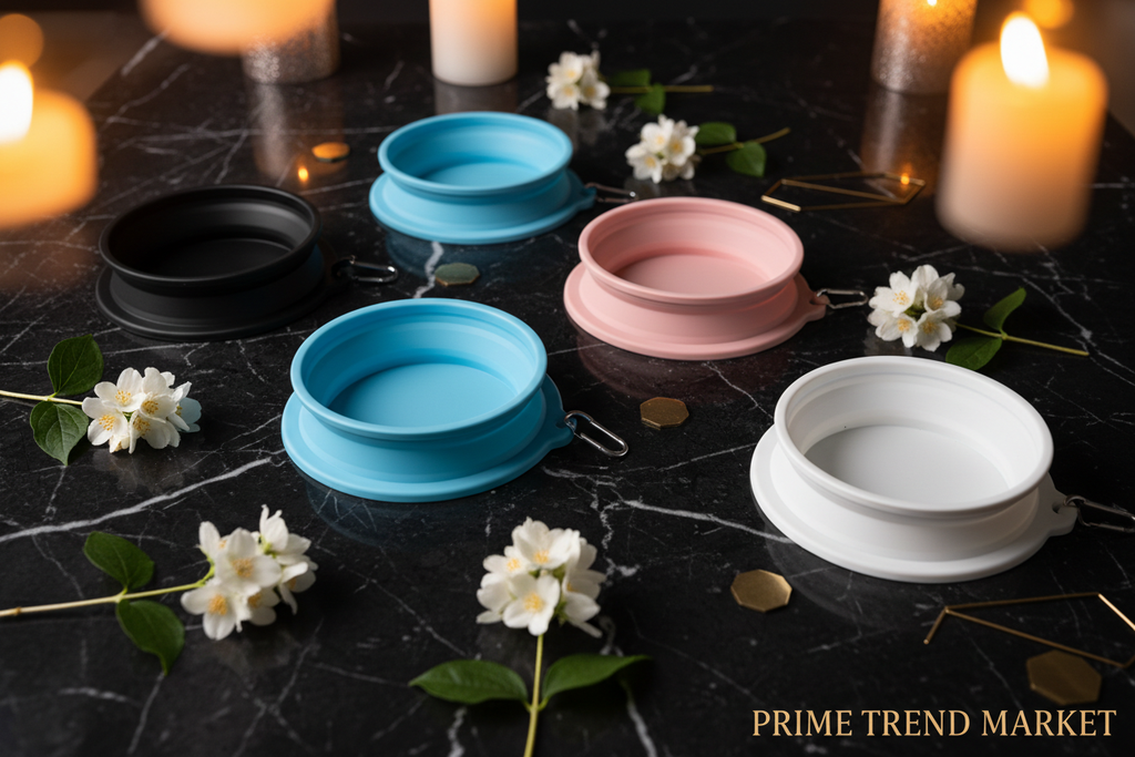 Luxury Silicone Foldable Anti-Spill Pet Double Bowl – Portable Travel Bowl for Cats & Dogs — Prime Trend Market