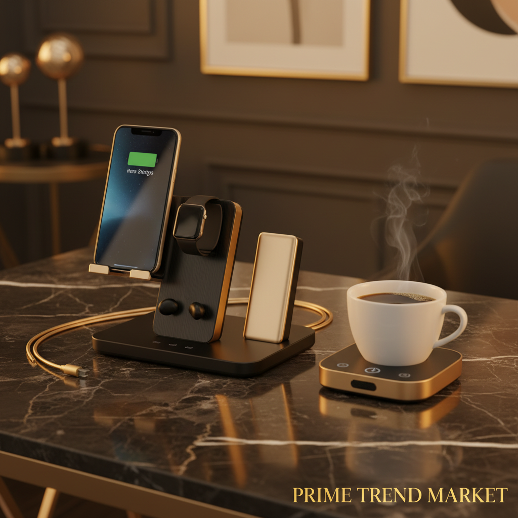 Luxury Wireless Charging Bundle | 3-in-1 Charging Station + Magnetic Power Bank + Smart Mug Warmer — Prime Trend Market