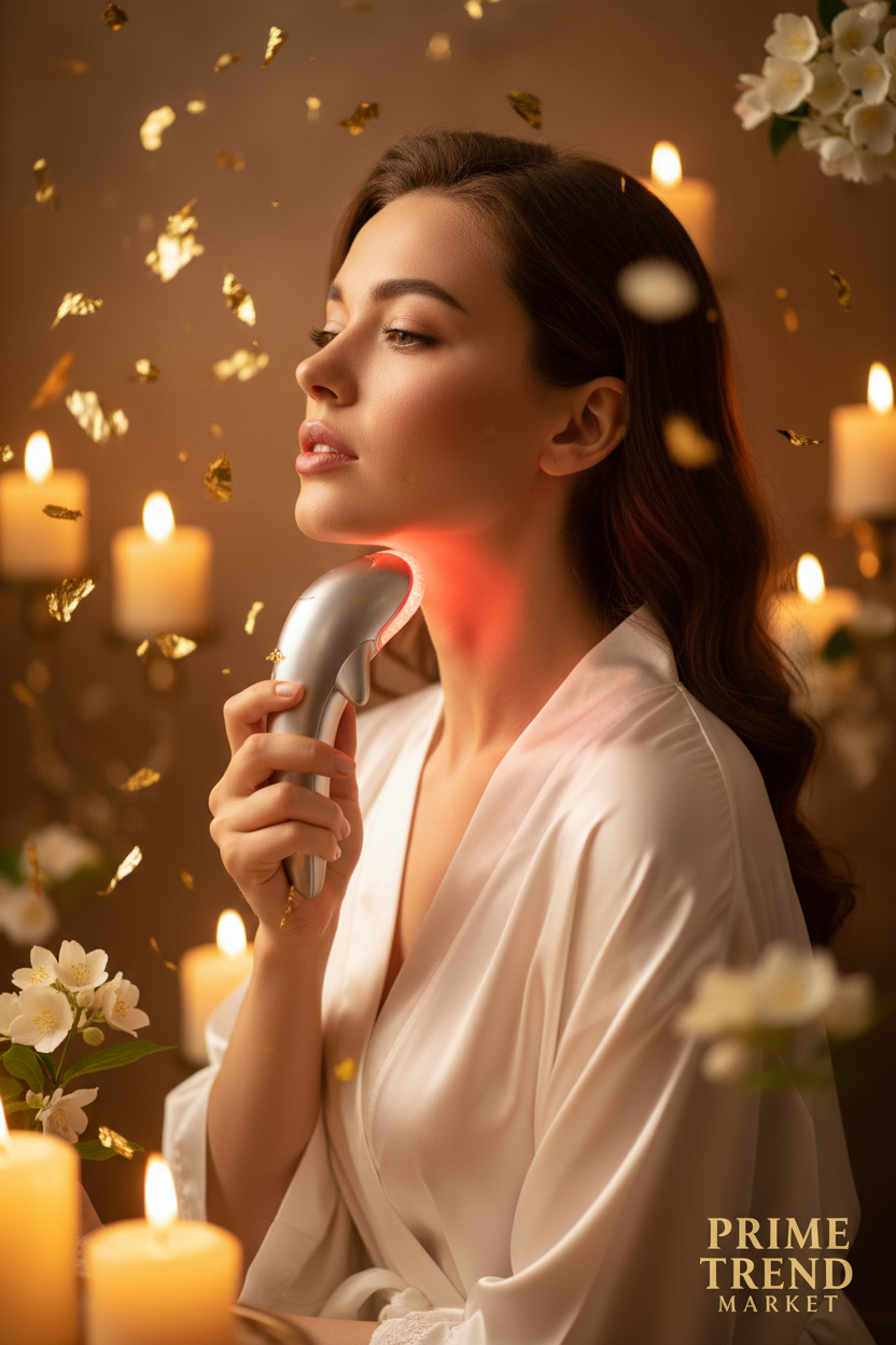 Luxury 3-Mode LED Face & Neck Sculpting Massager — EMS, Heat & Color Light for Double Chin & Jawline — Eliza & Tuan