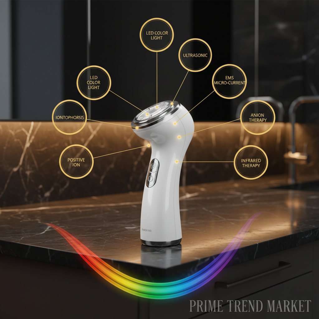 LumiSkin™ 7-in-1 LED Ultrasonic EMS Iontophoresis Beauty Device — Multi-Function Skin Rejuvenation — Prime Trend Market