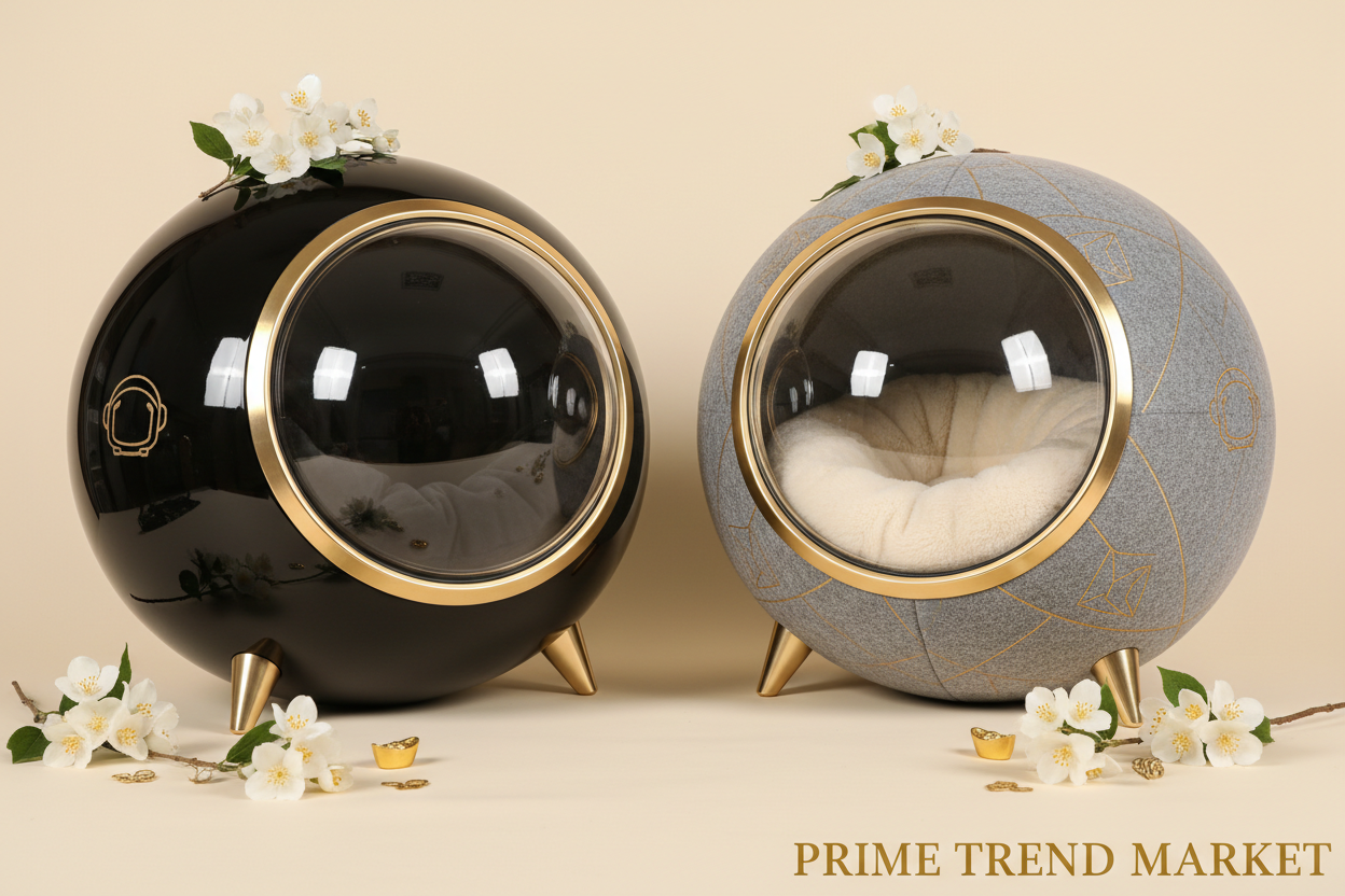 Premium Space Capsule Cat House — Flannel Tunnel Bed, All Seasons, 2 Colors & 2 Sizes — Prime Trend Market