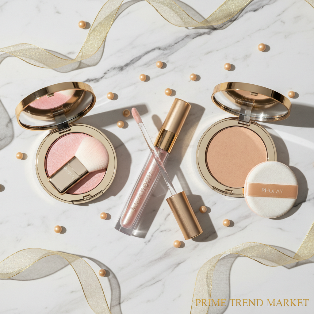 PHOFAY Glow Face Kit — Highlighter Wand + Luminous Powder Blush + Setting Pressed Powder — Prime Trend Market