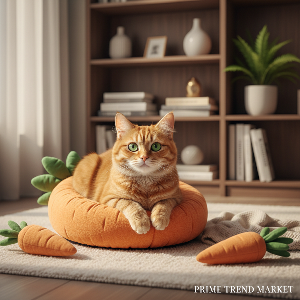Premium Carrot Cat Pet Bed — Novelty Soft Cloth Kennel, Cozy & Cute, 2 Sizes — Prime Trend Market
