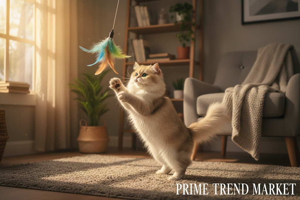 Luxury Cat Play & Enrichment Bundle | Bird Toy + Catnip Ball + Bouncy Ball + Scratcher — Prime Trend Market