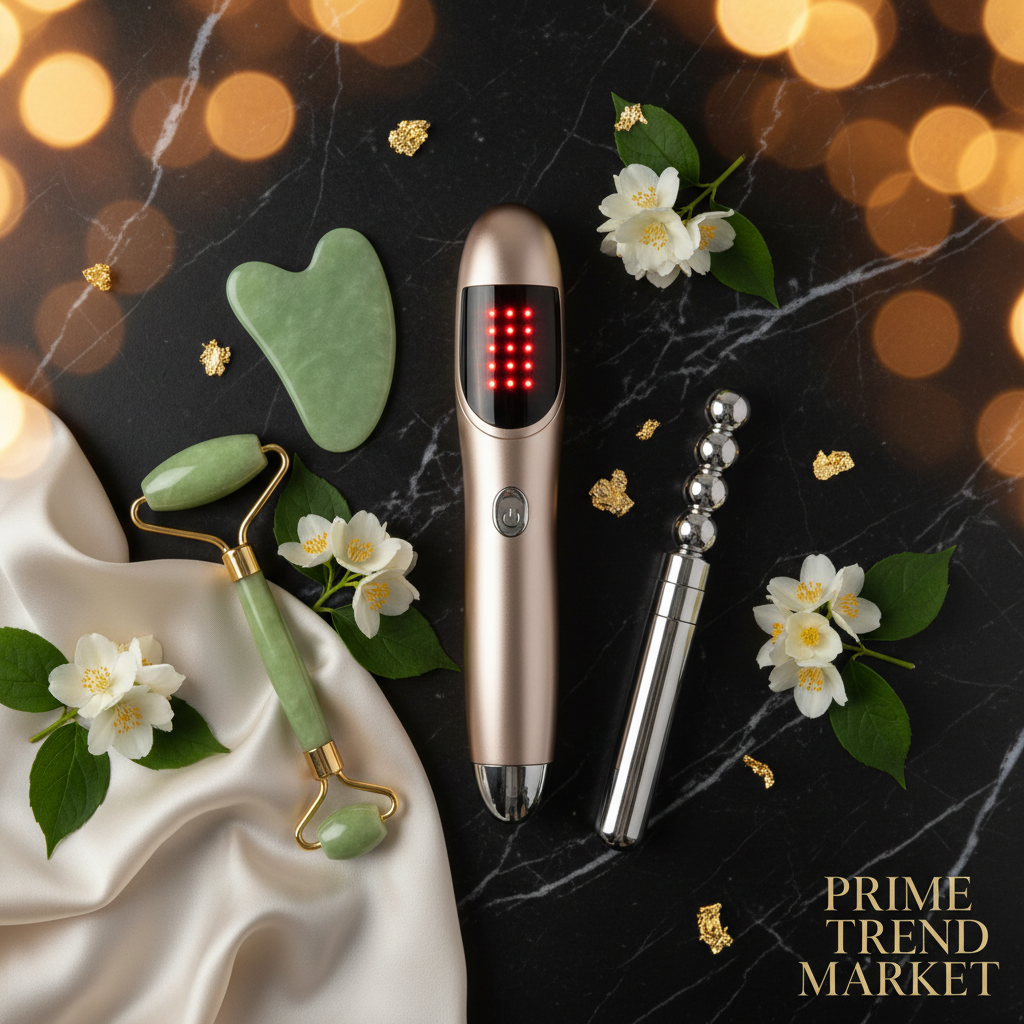 Full Face Rejuvenation Set | RF LED Wand + Germanium Stone Wand + Crystal Jade Roller Spa Set — Prime Trend Market