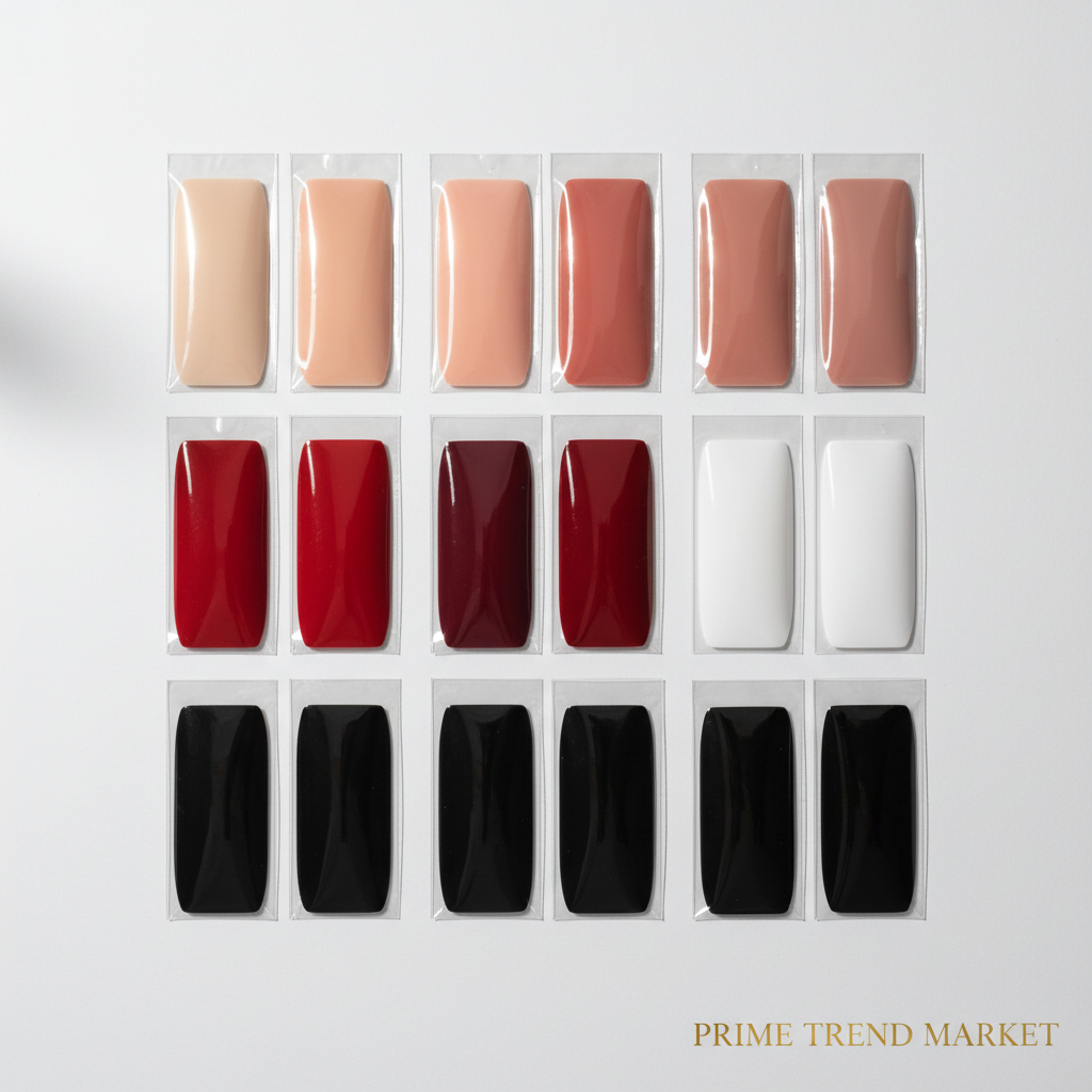 Pure Color Nail Stickers — 16pcs Solid Shade Press-On Set — Prime Trend Market