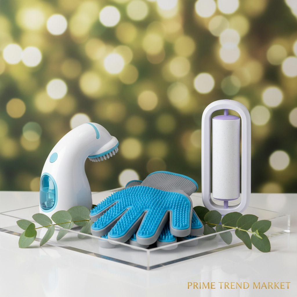 Pet Grooming Essentials Kit — Grooming Gloves + 3-in-1 Steam Brush + Pet Hair Roller — Prime Trend Market