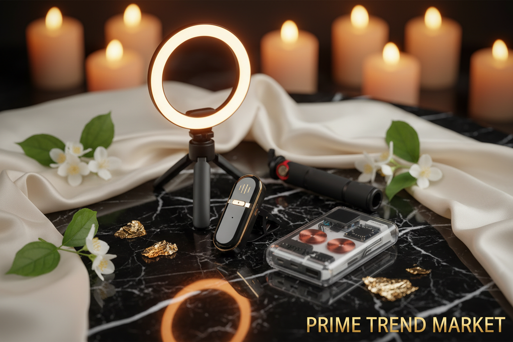 TikTok Creator Kit | Wireless Clip-On Mic + Selfie Stick Tripod with LED Ring Light + Magnetic Power Bank — Prime Trend Market