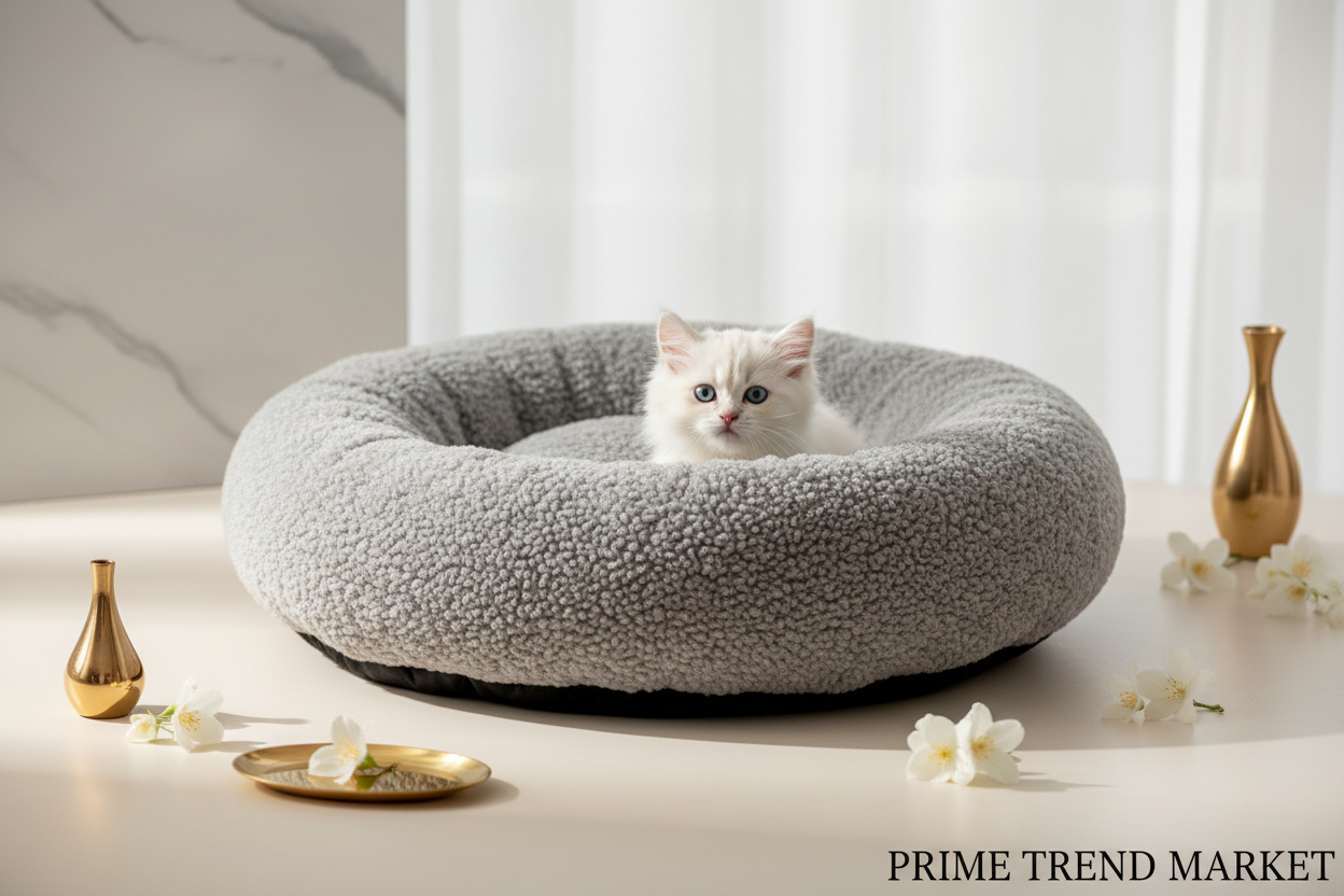 Premium Lamb Wool Round Pet Bed — Deep Sleep Donut Nest, Ultra-Soft, 3 Sizes — Prime Trend Market