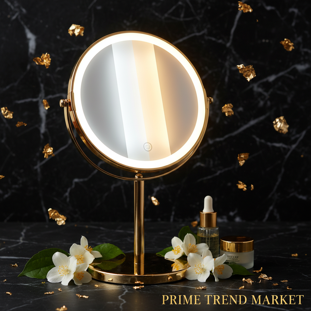10X Magnifying LED Makeup Mirror – Double Sided, 3 Light Colors, Touch Screen, USB Rechargeable | White — Eliza & Tuan