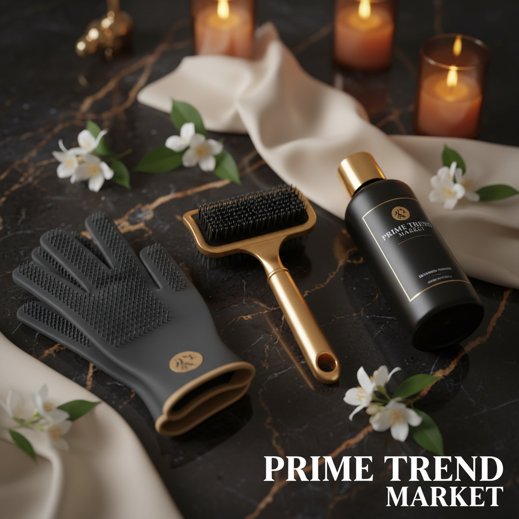 Pet Grooming Starter Bundle | Grooming Gloves + Self-Cleaning Slicker Brush + Detangling Shampoo