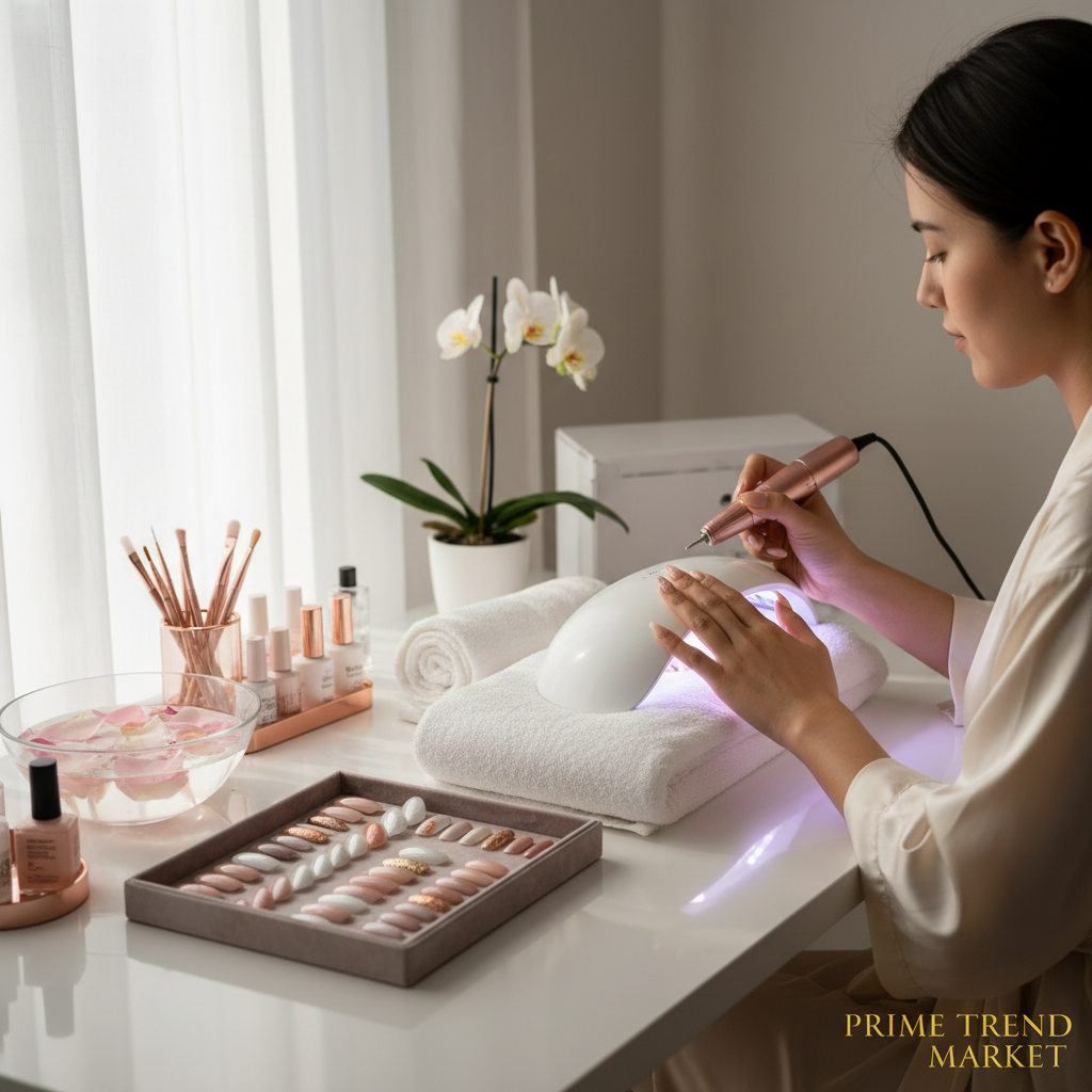 At-Home Nail Tech Starter Kit — Press-On Nails + UV LED Lamp + Electric Nail Drill