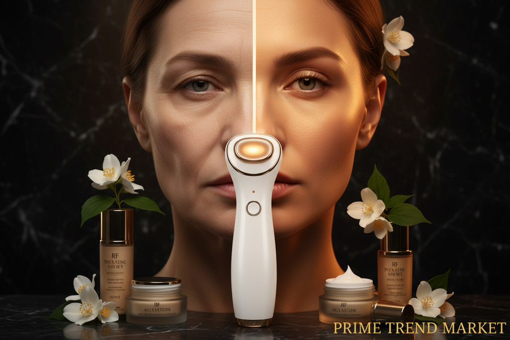 SculptGlow™ Multi-Pole RF EMS Face Sculptor — 4-Gear Anti-Aging Skin Tightening Device — Eliza & Tuan