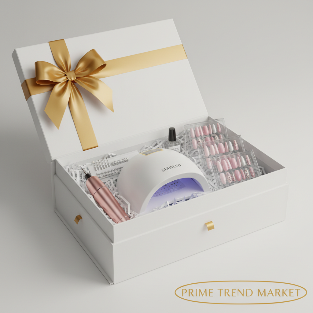 At-Home Nail Tech Starter Kit — Press-On Nails + UV LED Lamp + Rose Gold Electric Nail Drill — Prime Trend Market