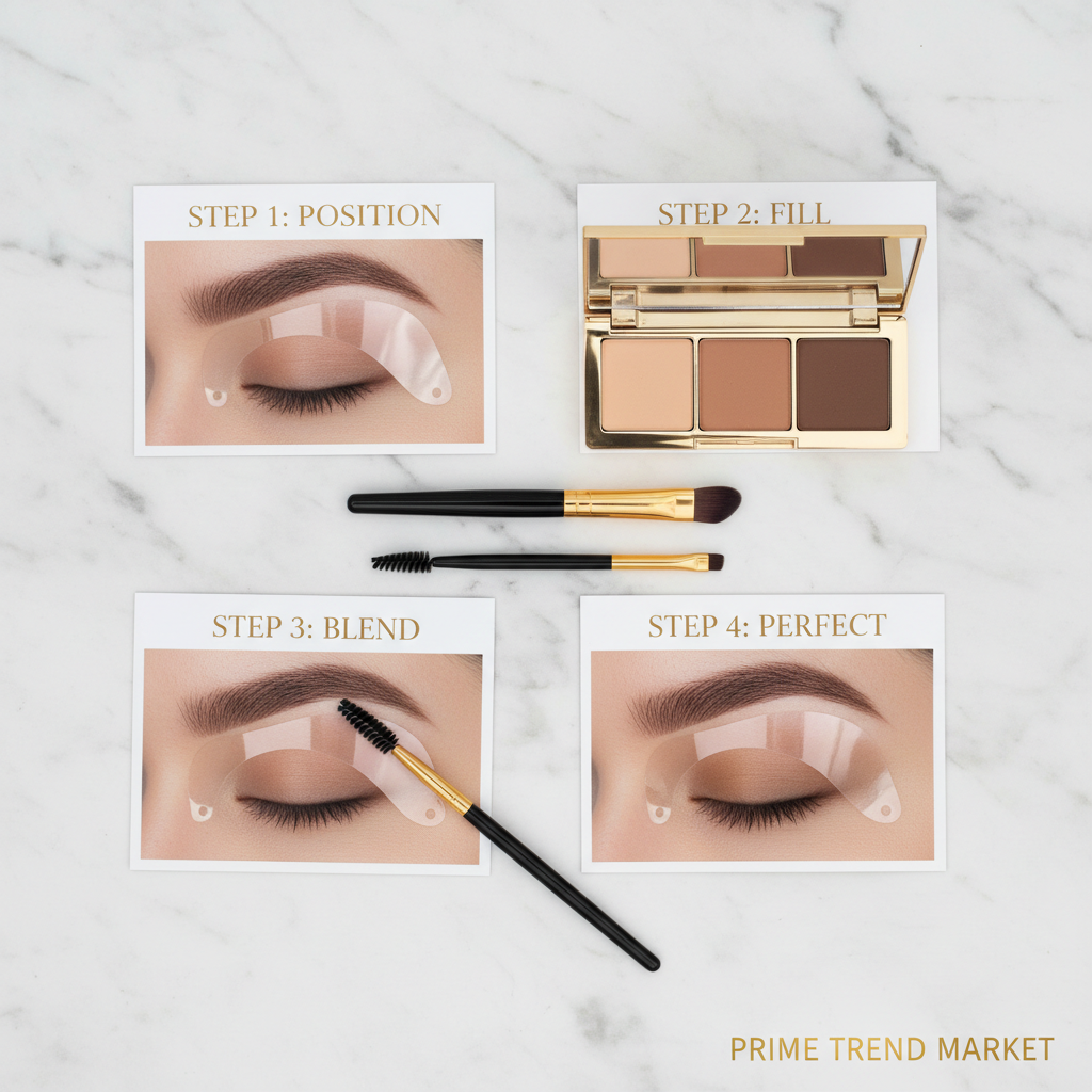 Eyebrow Cream Powder Palette Kit – Brow Powder, Stencil Cards & Brush | Perfect Brows for Beginners & Pros — Prime Trend Market