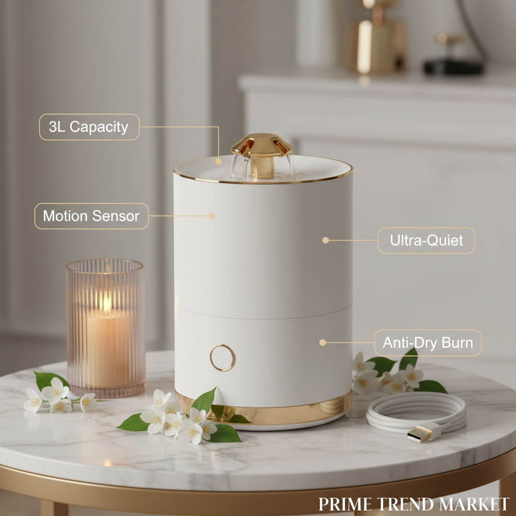 Smart Motion Sensor Pet Water Fountain — 3L Ultra-Quiet, Anti-Dry Burn, USB Rechargeable for Cats & Dogs — Prime Trend Market