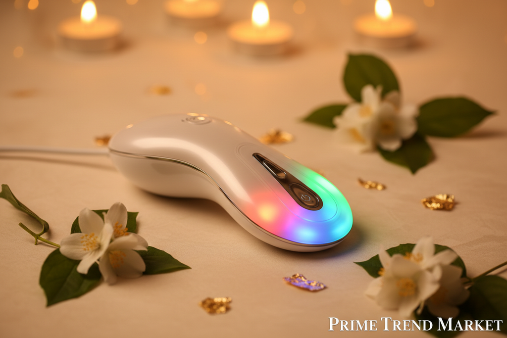 Luxury EMS Tri-Color LED Neck Beauty Device — Lift, Firm & Rejuvenate Neck Skin — Eliza & Tuan
