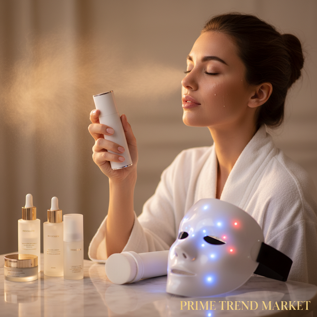 Glow Device Starter Bundle — LED Face Mask + Nano Mist Sprayer + Sonic Cleansing Brush — Prime Trend Market