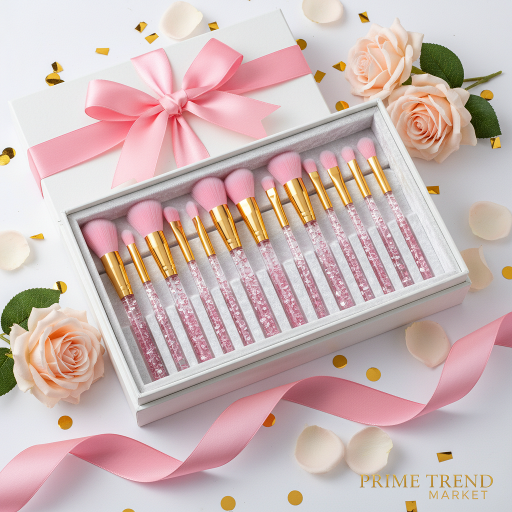 10-in-1 Diamond Inlaid Handmade Luxury Makeup Brush Set — Crystal Clear Edition — Prime Trend Market