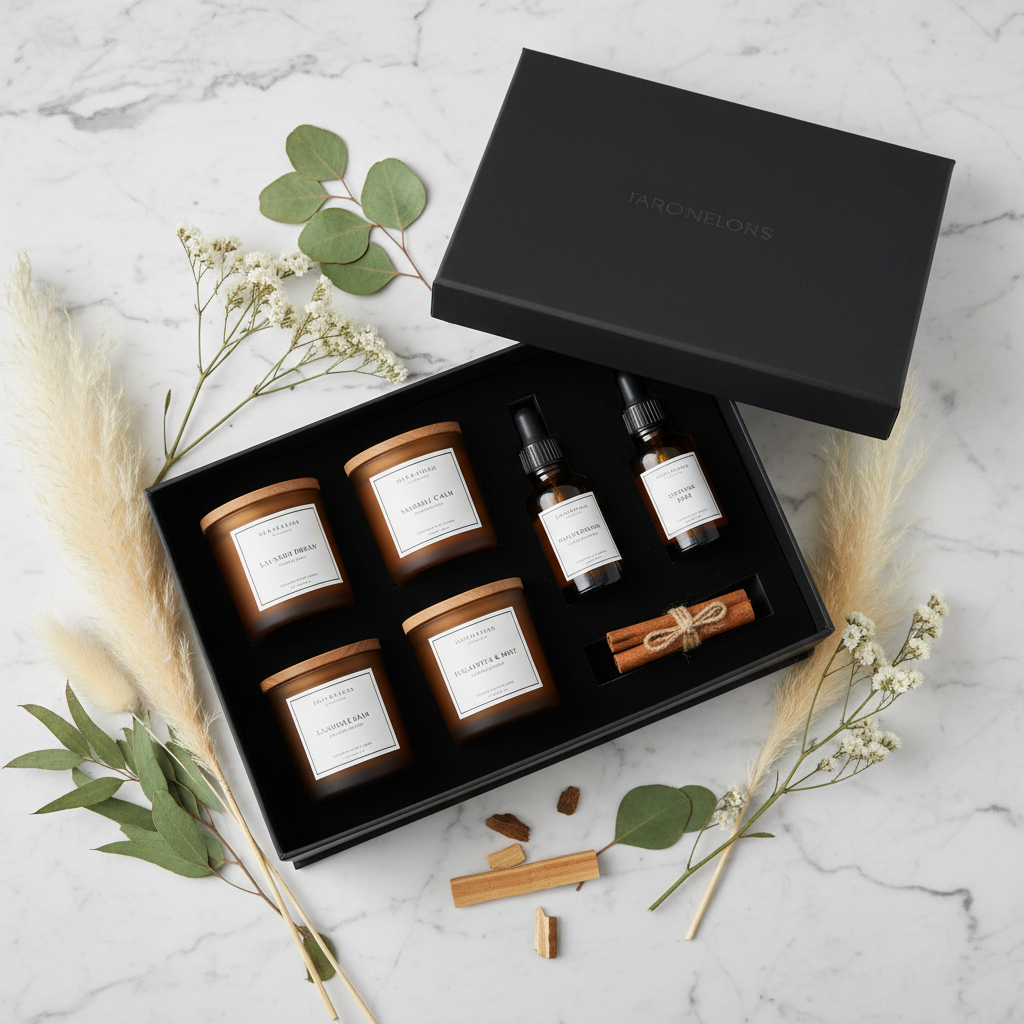 Candle Gift Box Flat Lay