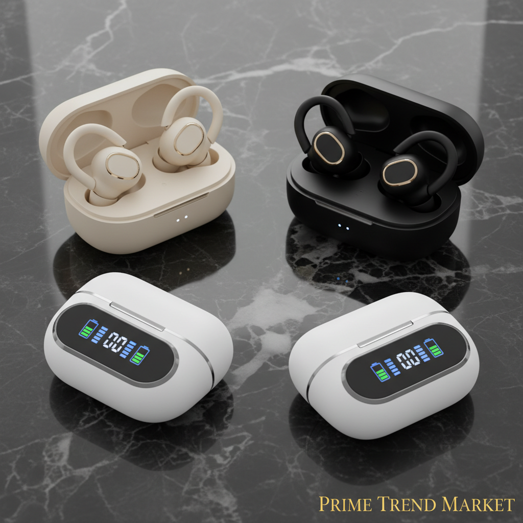 Open Ear Sport Earbuds | Bluetooth 5.4 Earhook | IPX5 Waterproof | 300Hr Standby | LED Case — Prime Trend Market