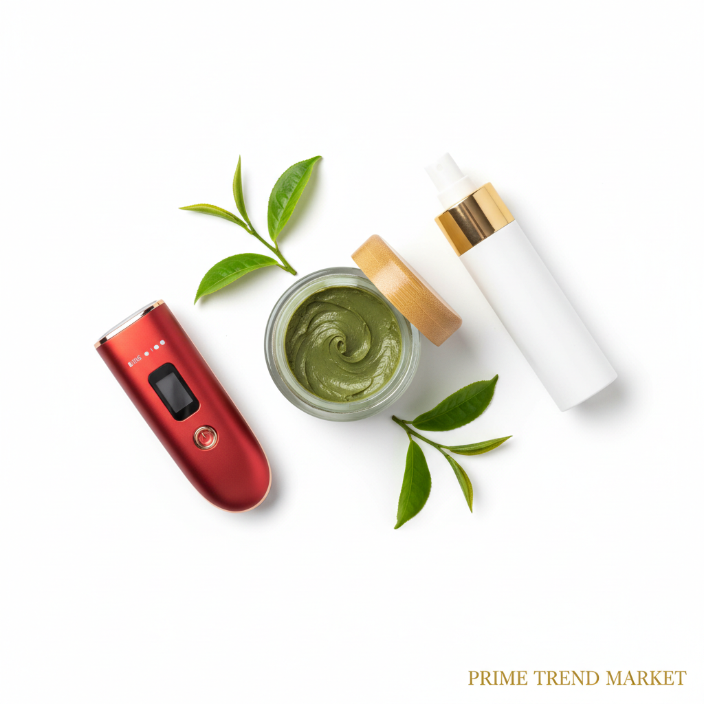 Glow & Hydrate Bundle — Green Tea Mud Mask + Eye Massager + Nano Mist Facial Sprayer — Prime Trend Market