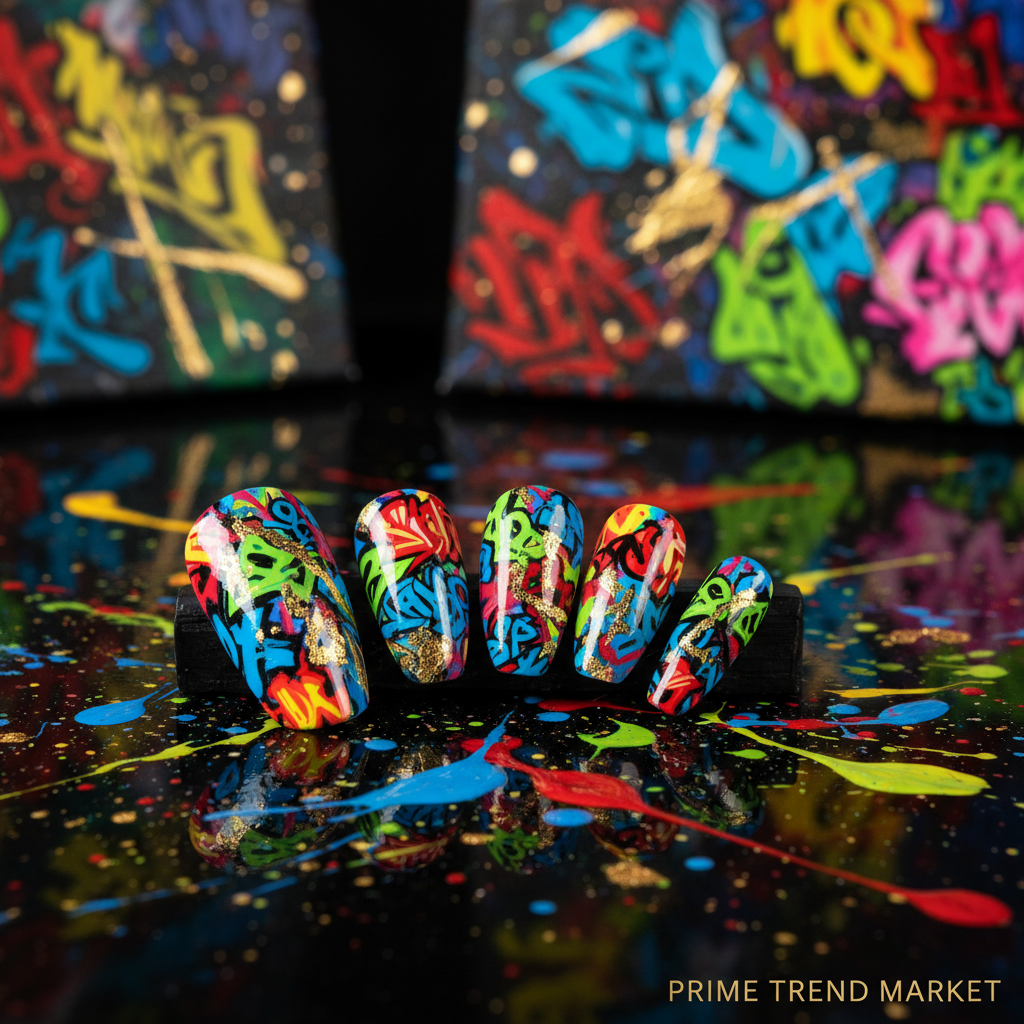 Graffiti Oil Painting Press-On Nails – Super Long Ladder | Removable Wearable Nail Art — Prime Trend Market