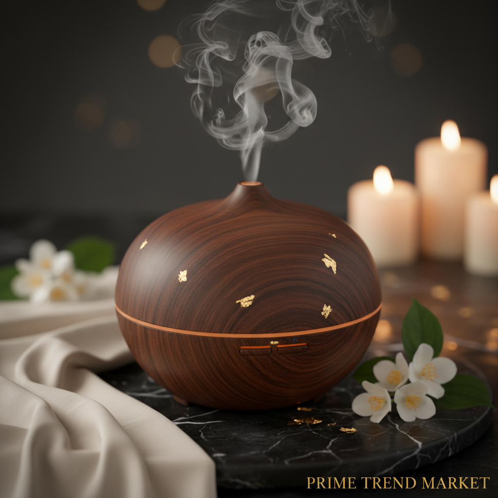 Luxury Wood Grain Ultrasonic Aroma Diffuser — Japandi Home Scent Decor — Prime Trend Market