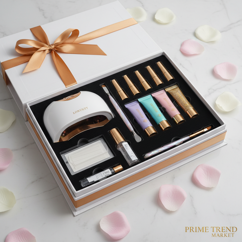 6-Color Polygel Nail Kit – UV Lamp, Slip Solution, Base & Top Coat, Tools Included — Prime Trend Market