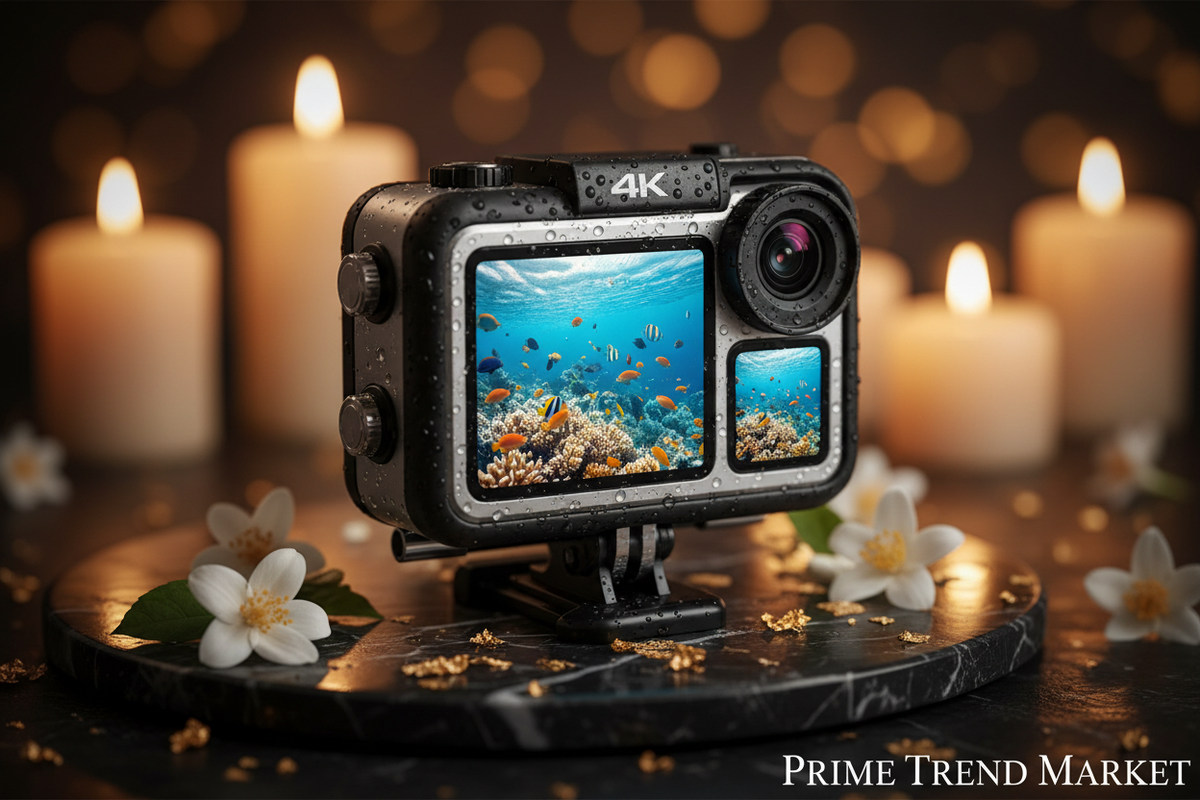Action Creator Bundle | Waterproof 4K Action Camera + Selfie Stick Tripod with LED Ring Light + Magnetic Power Bank — Prime Trend Market